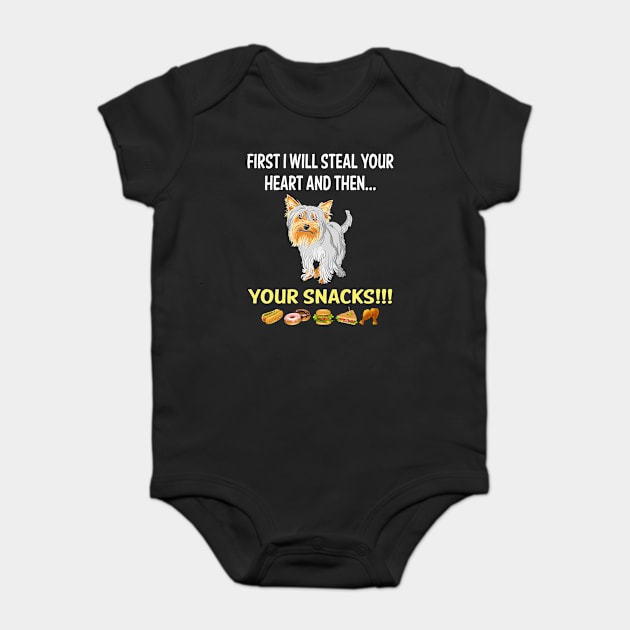 Steal Heart Yorkshire Terrier 55 Baby Bodysuit by blakelan128